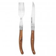 Steakový nůž + vidlička nerez / dřevo